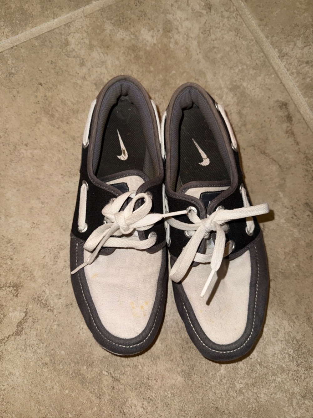Nike Women’s Two-Tone Canvas Boat Shoes in Black and White